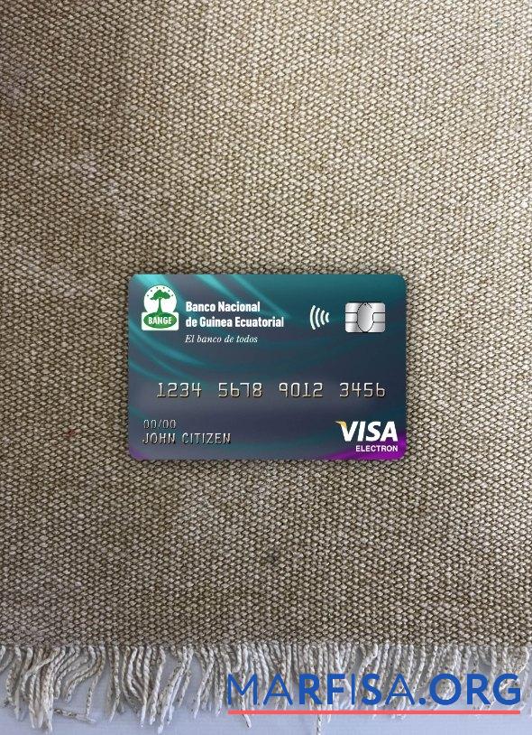 Downloadable Equatorial Guinea National bank visa electron card photolook front real example